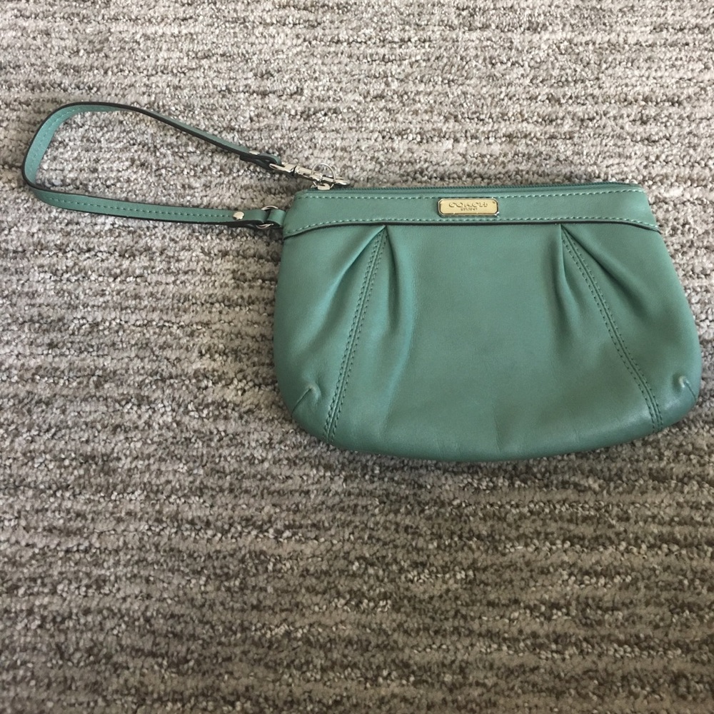Mint green coach wristlet